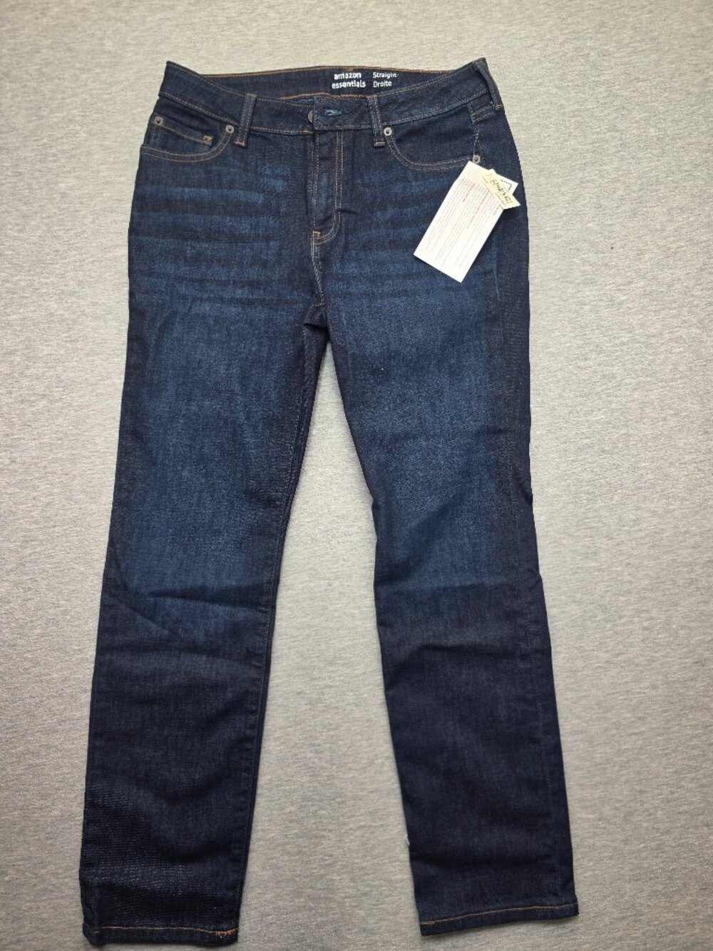 NWT Amazon Essentials Womens Straight Leg Jeans Size 10 Short Dark Wash